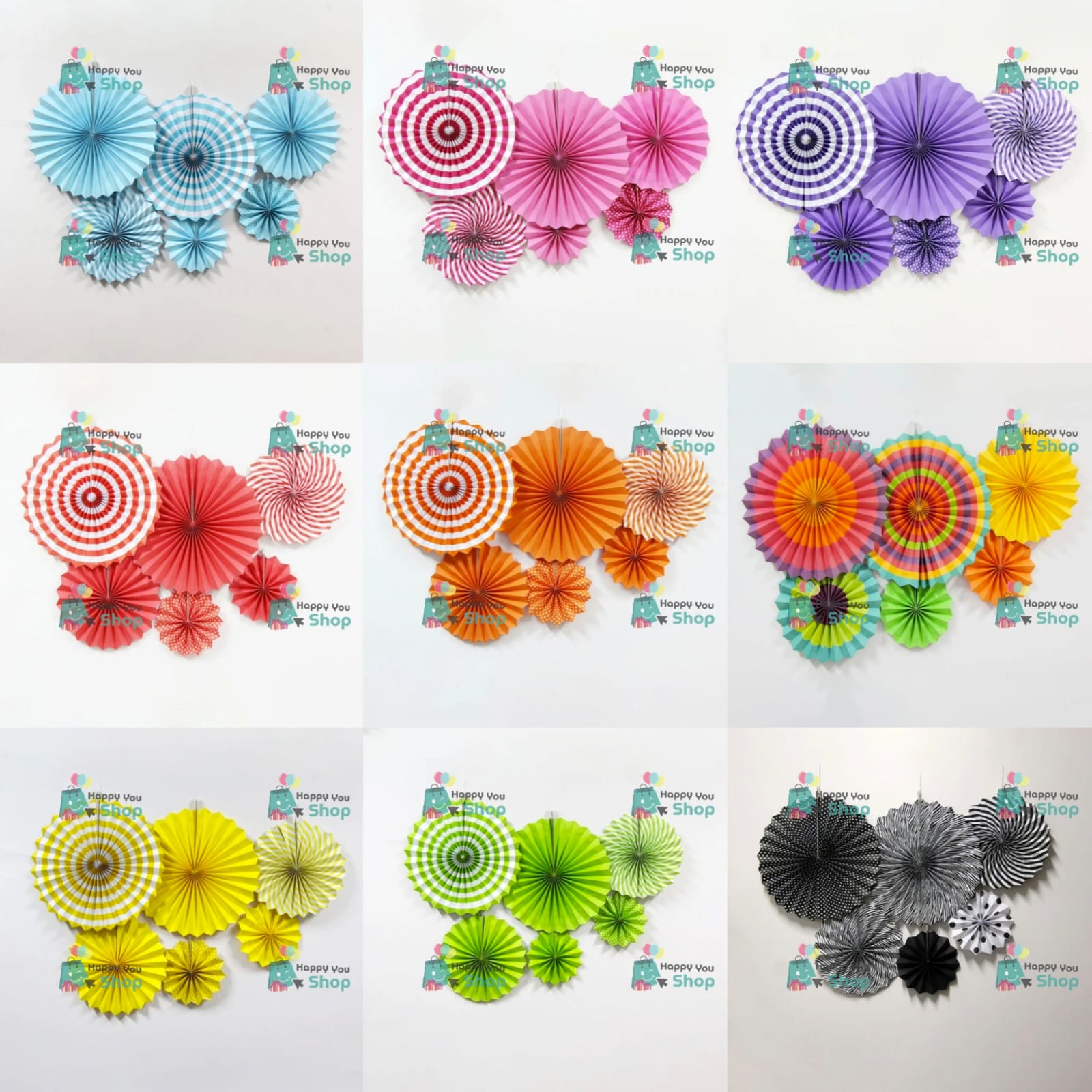 Picture of Decorations Paper fan flowers set