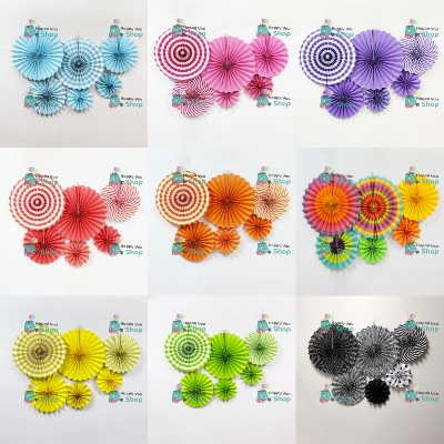 Picture of Decorations Paper fan flowers set
