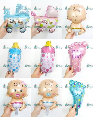 Picture of Baby shower boy/girl reveal small foil balloons