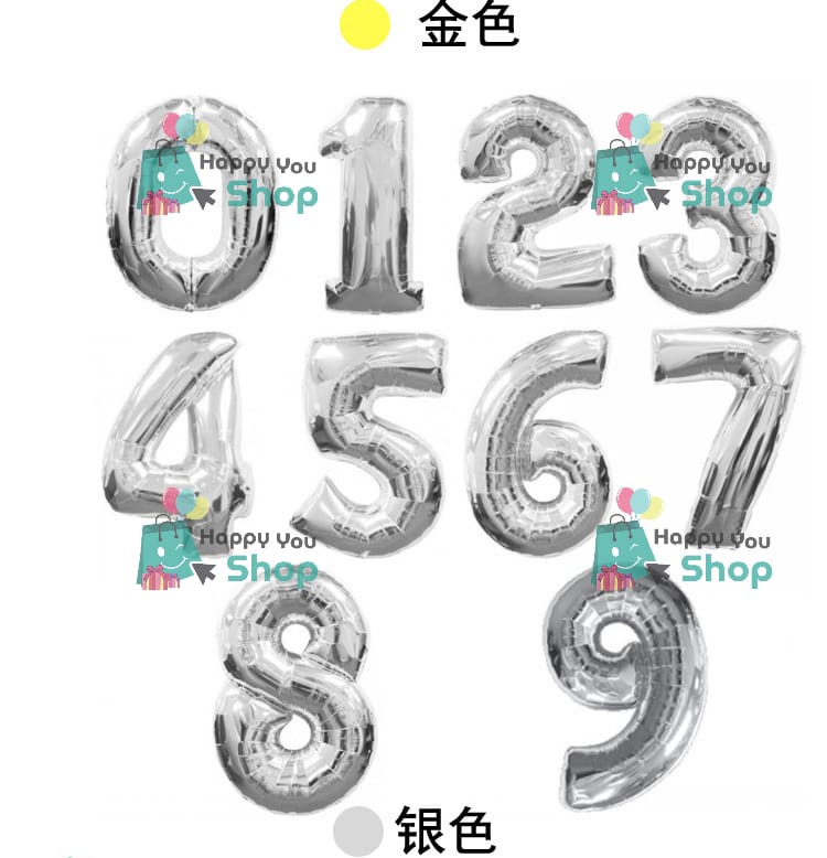 Picture of Large size/ 32 inch size number foil balloons (Silver color)