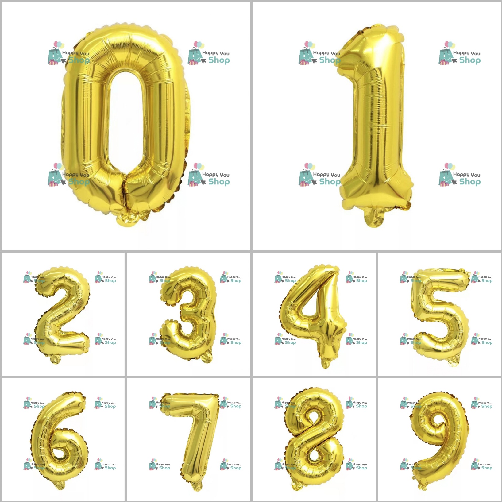Picture of Number Aluminum Foil Balloons Letters 0-9 - Golden