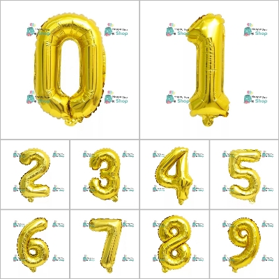Picture of Number Aluminum Foil Balloons Letters 0-9 - Golden