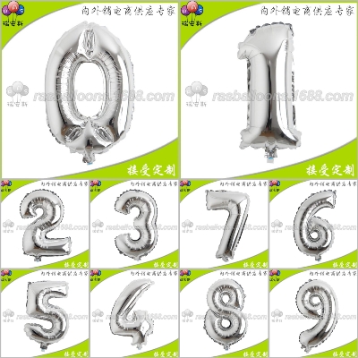 Picture of Number Aluminum Foil Balloons Letters 0-9 - Silver