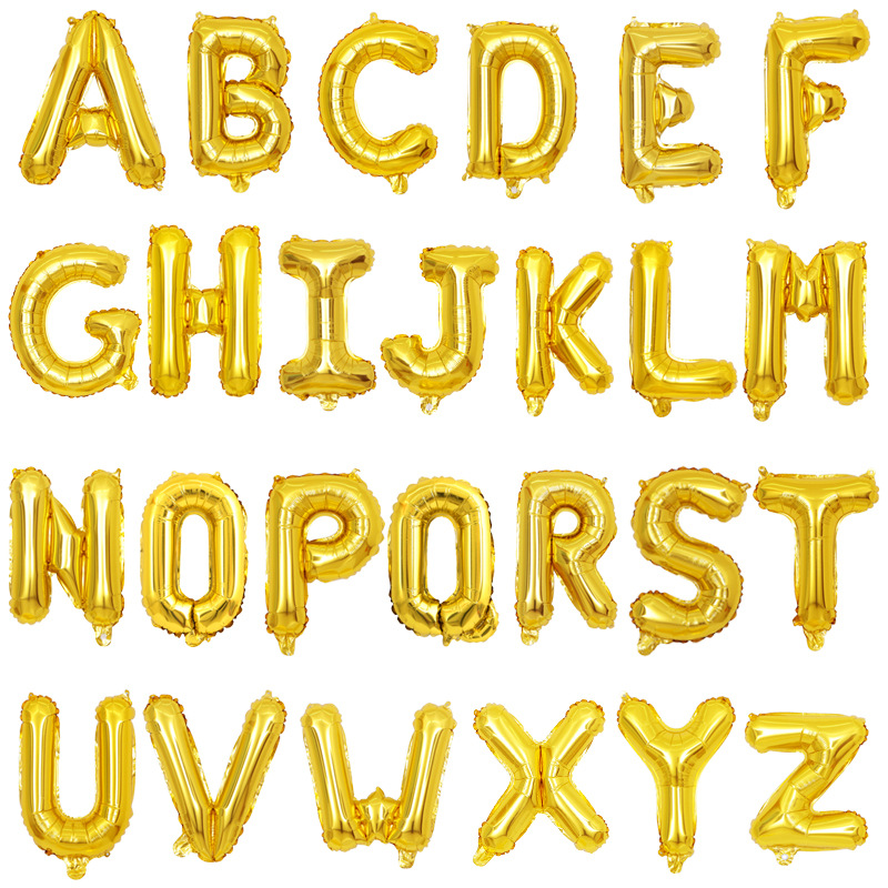 Picture of Alphabet Aluminum Foil Balloons Letters A-Z - Golden