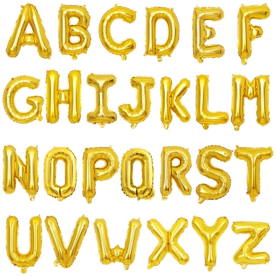 Picture of Alphabet Aluminum Foil Balloons Letters A-Z - Golden