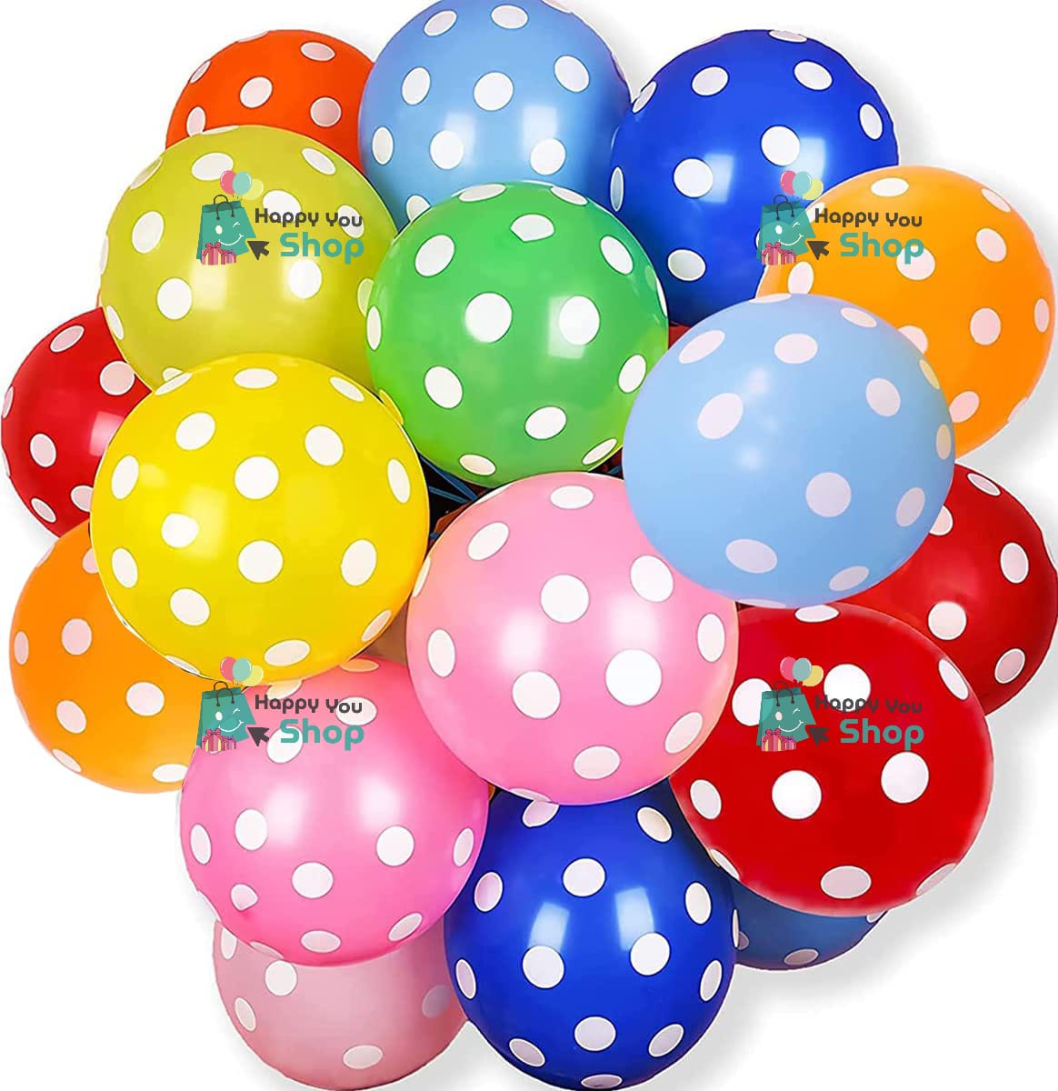 Picture of Premium polka dot balloons multi color 20 pieces
