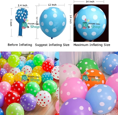 Picture of Premium polka dot balloons multi color 20 pieces