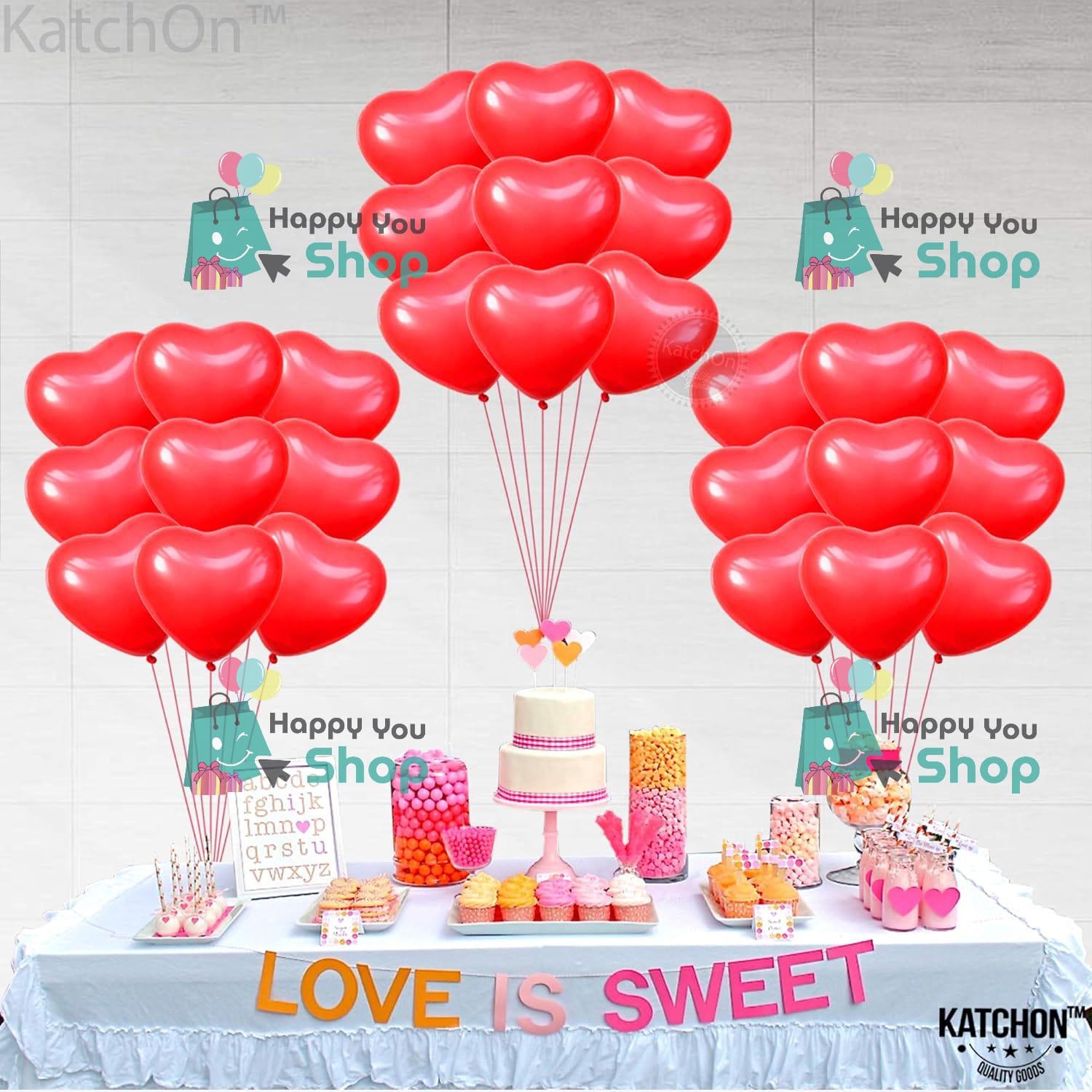 Picture of Heart shape RED color latex balloons 20 piece