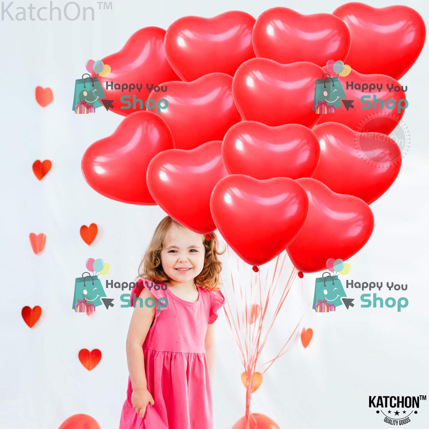 Picture of Heart shape RED color latex balloons 20 piece