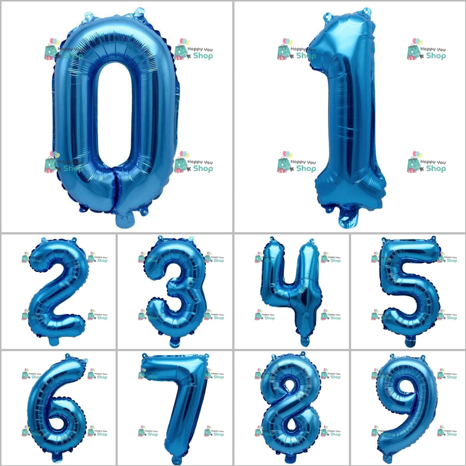 Picture of Number Aluminum Foil Balloons Letters 0-9 - Blue