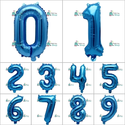 Picture of Number Aluminum Foil Balloons Letters 0-9 - Blue