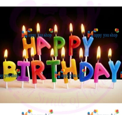 Picture of Happy Birthday multi color Letter Candle For Birthday Cake Decoration
