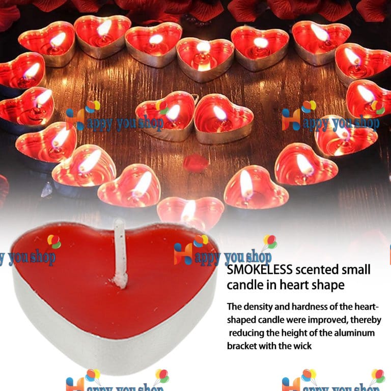 Picture of 15 pcs Heart Shaped Candles, Smokeless Tealights Candle, Tea Light Candles for Birthday, Proposal, Wedding, Party, Wedding Engagement, Valentines Day,
