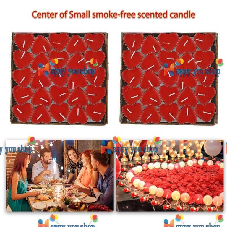 Picture of 15 pcs Heart Shaped Candles, Smokeless Tealights Candle, Tea Light Candles for Birthday, Proposal, Wedding, Party, Wedding Engagement, Valentines Day,