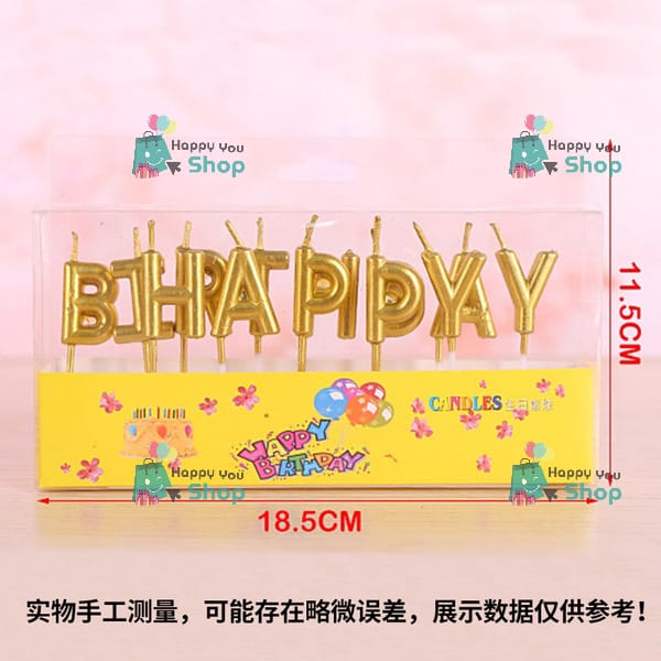 Picture of Happy Birthday golden color Letter Candle For Birthday Cake Decoration