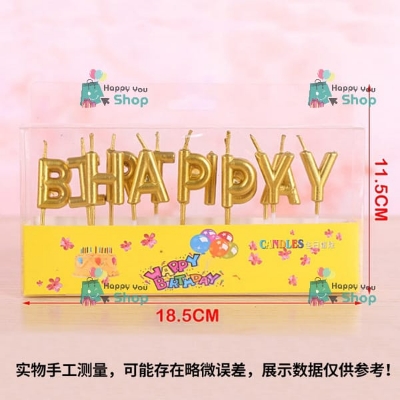 Picture of Happy Birthday golden color Letter Candle For Birthday Cake Decoration