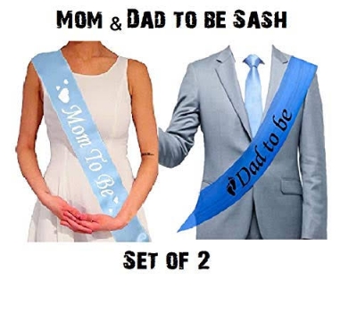 Picture of Dad to be & Mom to be sash combo for baby shower program
