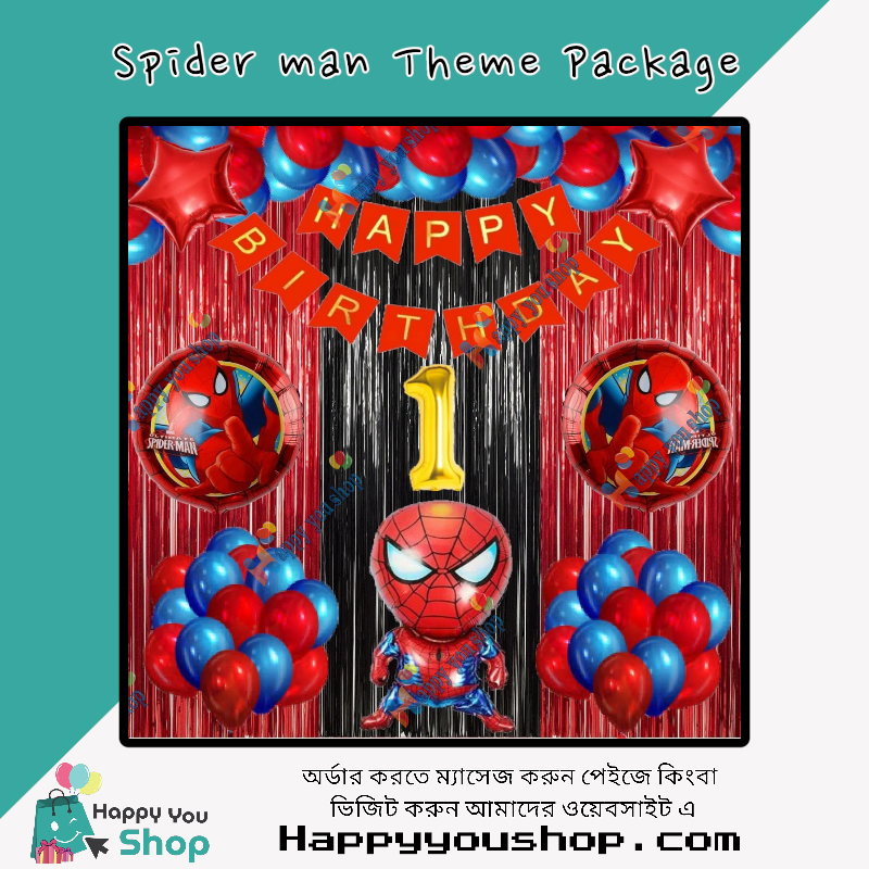 Picture of Spider man theme birthday decorations