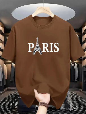 Buy Drop Shoulder Print T-Shirt – Paris Eiffel Tower – Coffee Best Price In Bangladesh