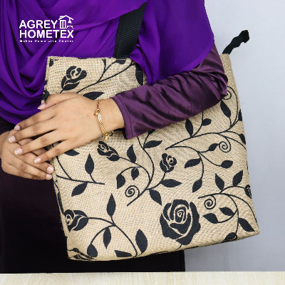 Buy jute-tote-bag-with-zipper-natural-black-14x16 at Best Price In Bangladesh
