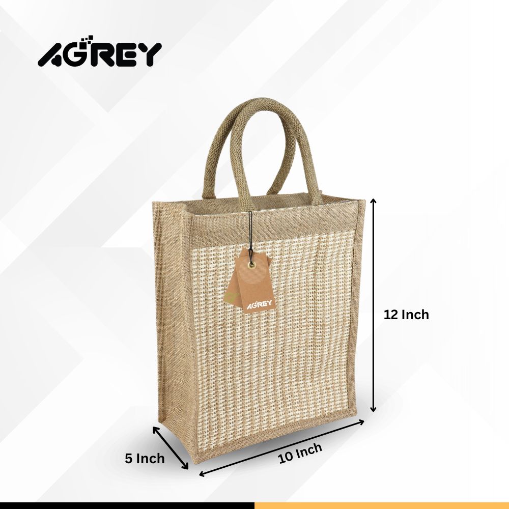 Buy jute-tote-bag-with-zipper-natural-black-14x16 at Best Price In Bangladesh