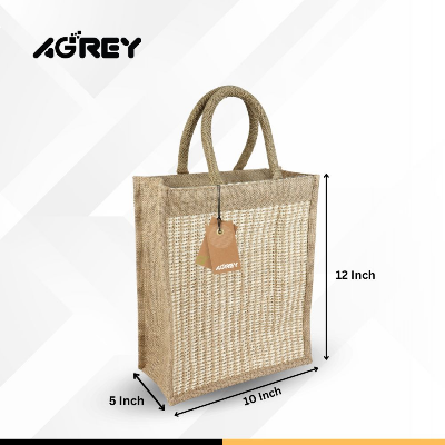 Buy jute-tote-bag-with-zipper-natural-black-14x16 at Best Price In Bangladesh