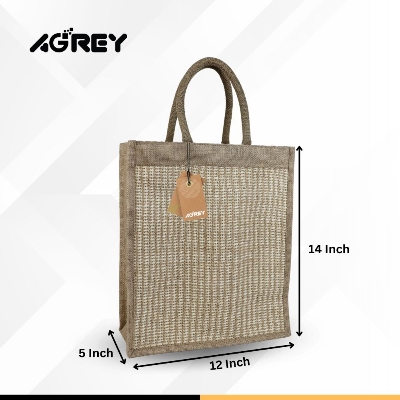 Picture of Jute Shopping Bag with Zipper, Natural, Daba, (12"x14")
