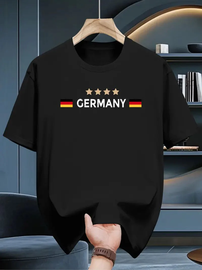 Buy   Drop Shoulder Print T-Shirt – Germany 4 Star – Black  Best Price In Bangladesh