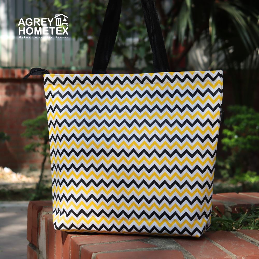 Buy canvas-tote-bag-with-zipper-black-white-14x16 at Best Price In Bangladesh