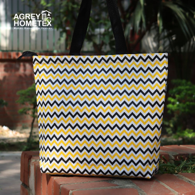 Buy canvas-tote-bag-with-zipper-black-white-14x16 at Best Price In Bangladesh