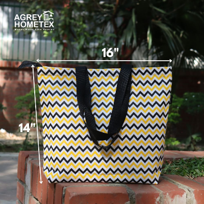 Buy canvas-tote-bag-with-zipper-black-white-14x16 at Best Price In Bangladesh