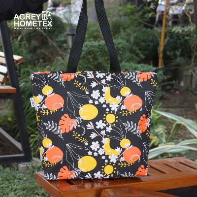 Buy canvas-tote-bag-with-zipper-black-white-14x16 at Best Price In Bangladesh