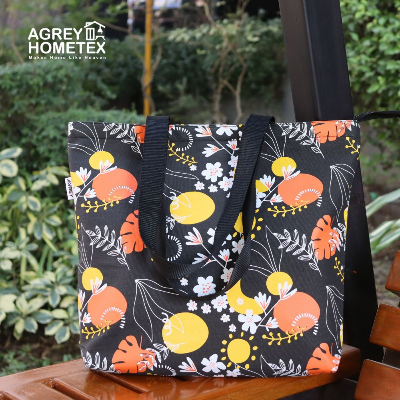 Buy canvas-tote-bag-with-zipper-black-white-14x16 at Best Price In Bangladesh