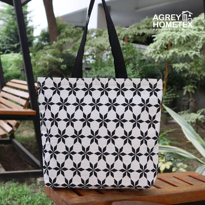 Buy canvas-tote-bag-with-zipper-black-white-14x16 at Best Price In Bangladesh