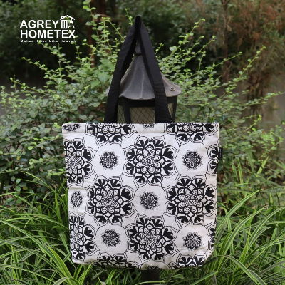 Buy canvas-tote-bag-with-zipper-black-white-14x16at Best Price In Bangladesh