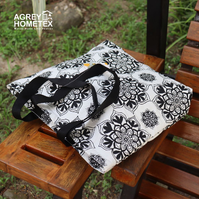 Buy canvas-tote-bag-with-zipper-black-white-14x16at Best Price In Bangladesh
