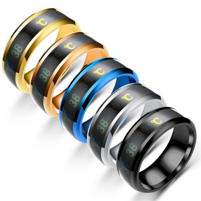 Picture of Temperature Ring Titanium Steel Mood Emotion Feeling Intelligent Temperature Sensitive Rings Waterproof Jewelry