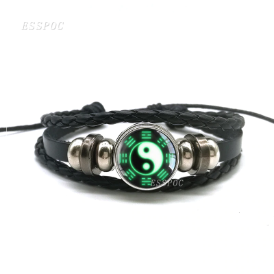 Picture of Braided Leather Bracelet Cuff Bead Bracelet Adjustable Black