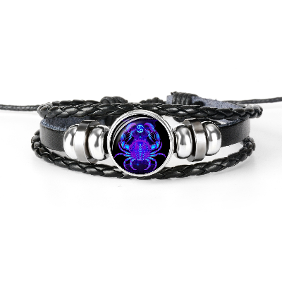Picture of Braided Leather Bracelet Cuff Bead Bracelet Adjustable Black