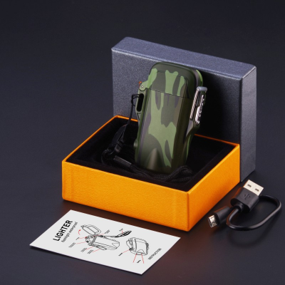 Picture of Outdoor Camping Flashlight LED Light Multi-function USB Lighter Waterproof Double Arc Charging Lighter Good Gift - ciggarate box