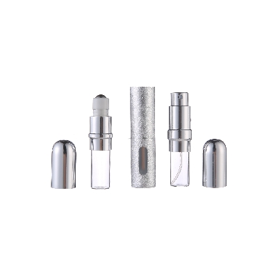 Picture of Dual Use Empty Refillable 10 ml Aluminum Bottle 5ml Pocket Spray Perfume Atomizers&5ml Metal Leakproof Roller Parfum Oil Bottle