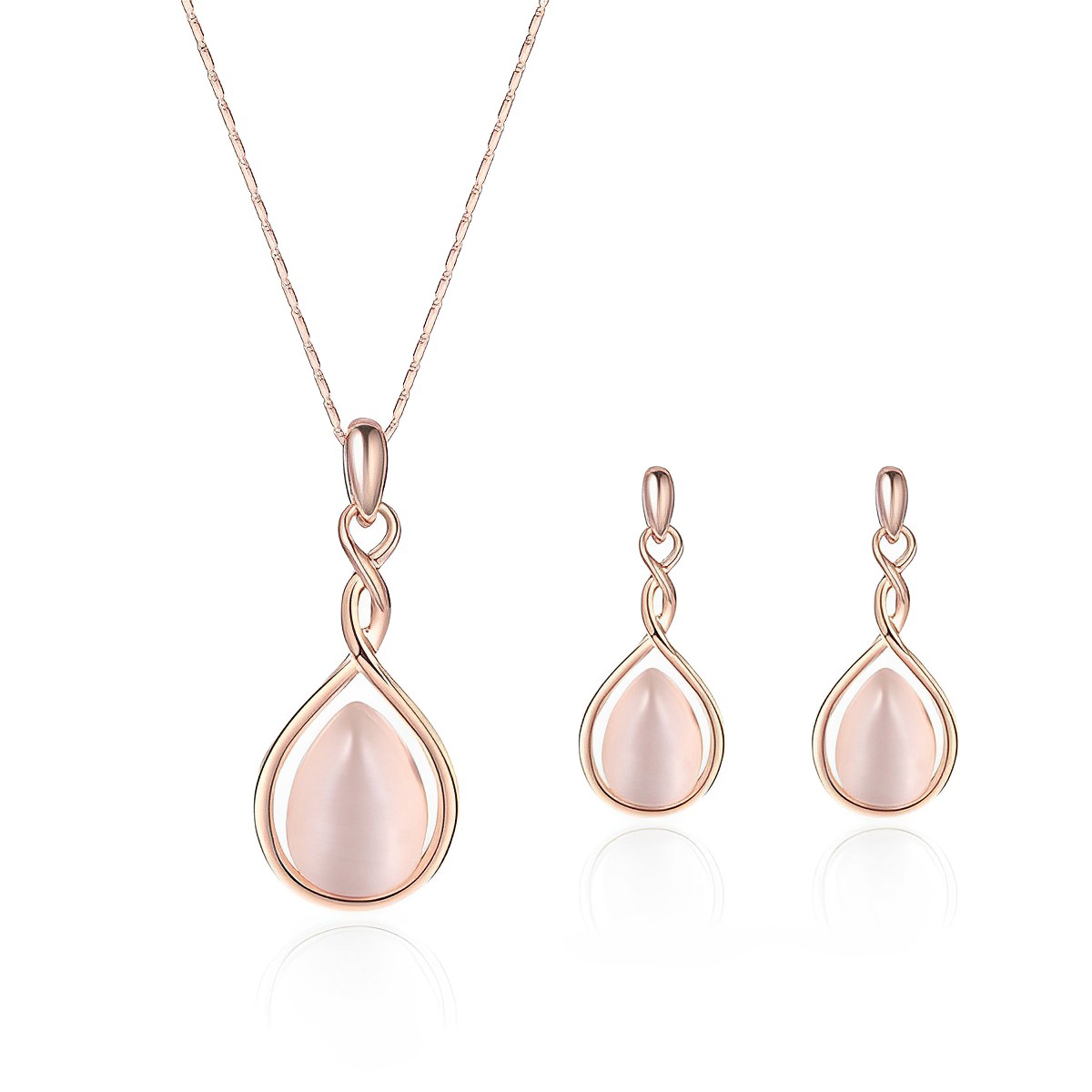 Picture of Gemstone Stone Necklace Earrings Set Opal Accessories Stone Jewelry Set