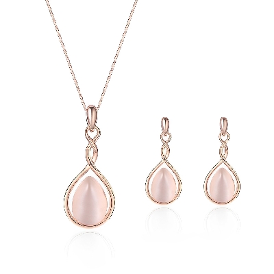 Picture of Gemstone Stone Necklace Earrings Set Opal Accessories Stone Jewelry Set