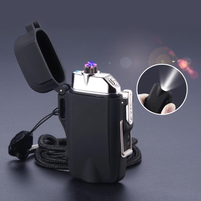 Picture of Outdoor Camping Flashlight Led Light Multi-Function Usb Lighter Waterproof Double Arc Charging Lighter Is Good Gift