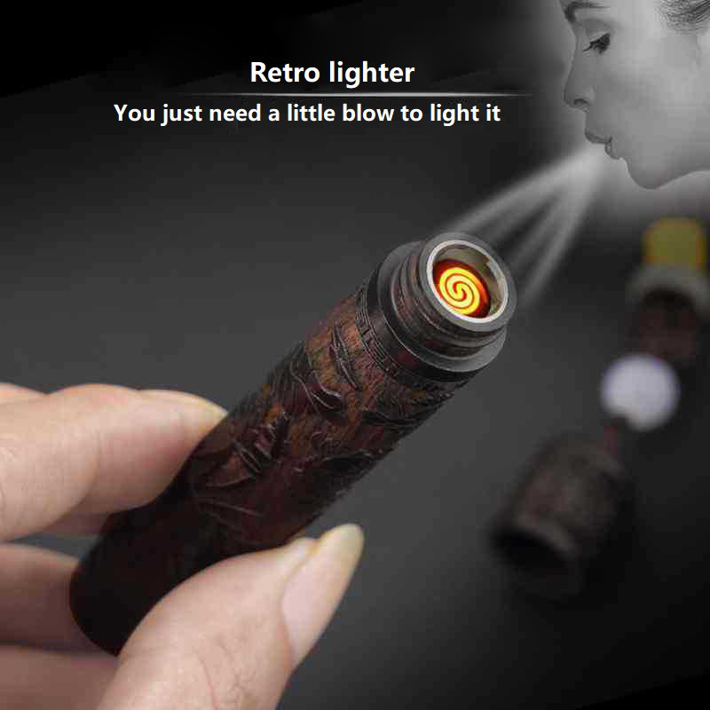 Picture of Electronic Usb Charging Double Arc Lighter Eleronic Air Blowing Lighters Chinese Culture Classical