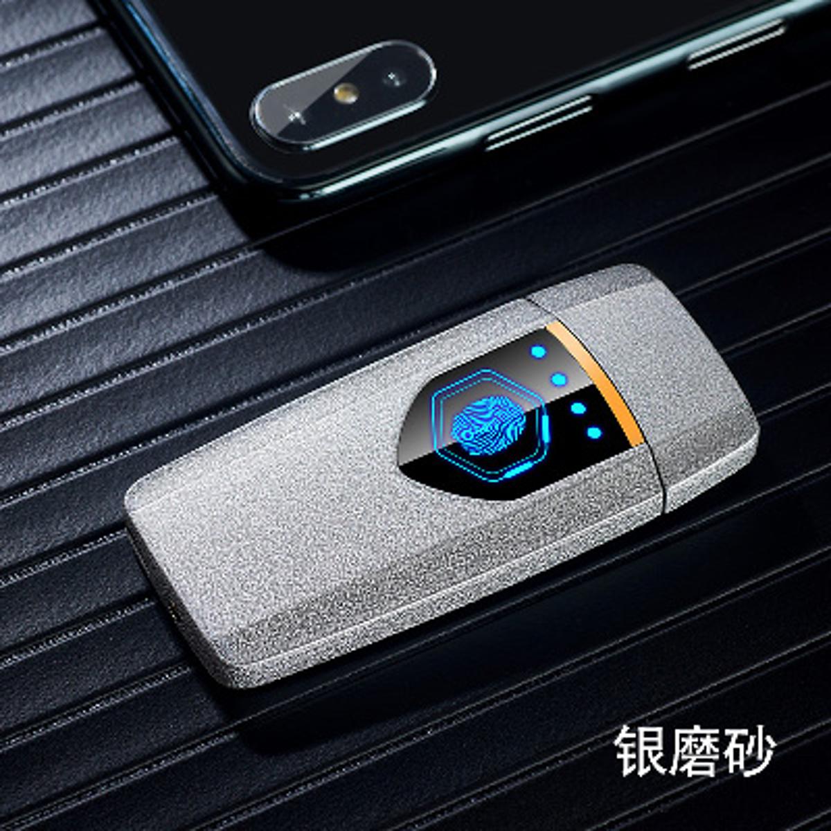 Picture of Ultra-thin two-sided fingerprint touching induction USB charging cigarette lighter Gift lighters for men