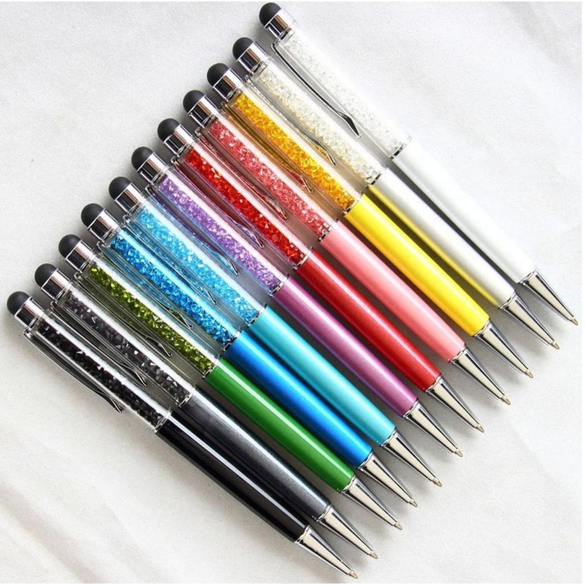 Picture of 2 in 1 Crystal Pen Diamond Ballpoint Pens Touch Stylus Pencil for Tablet Smartphone- Random Color