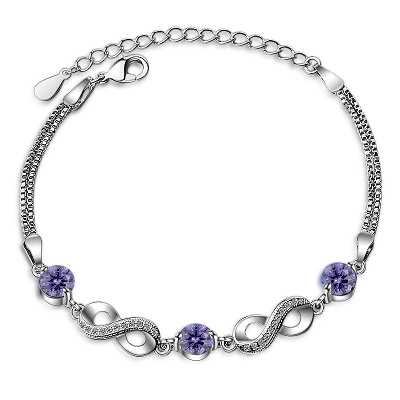 Picture of Silver Color Rhinestone Girl Double Chain Pulsera Bracelet