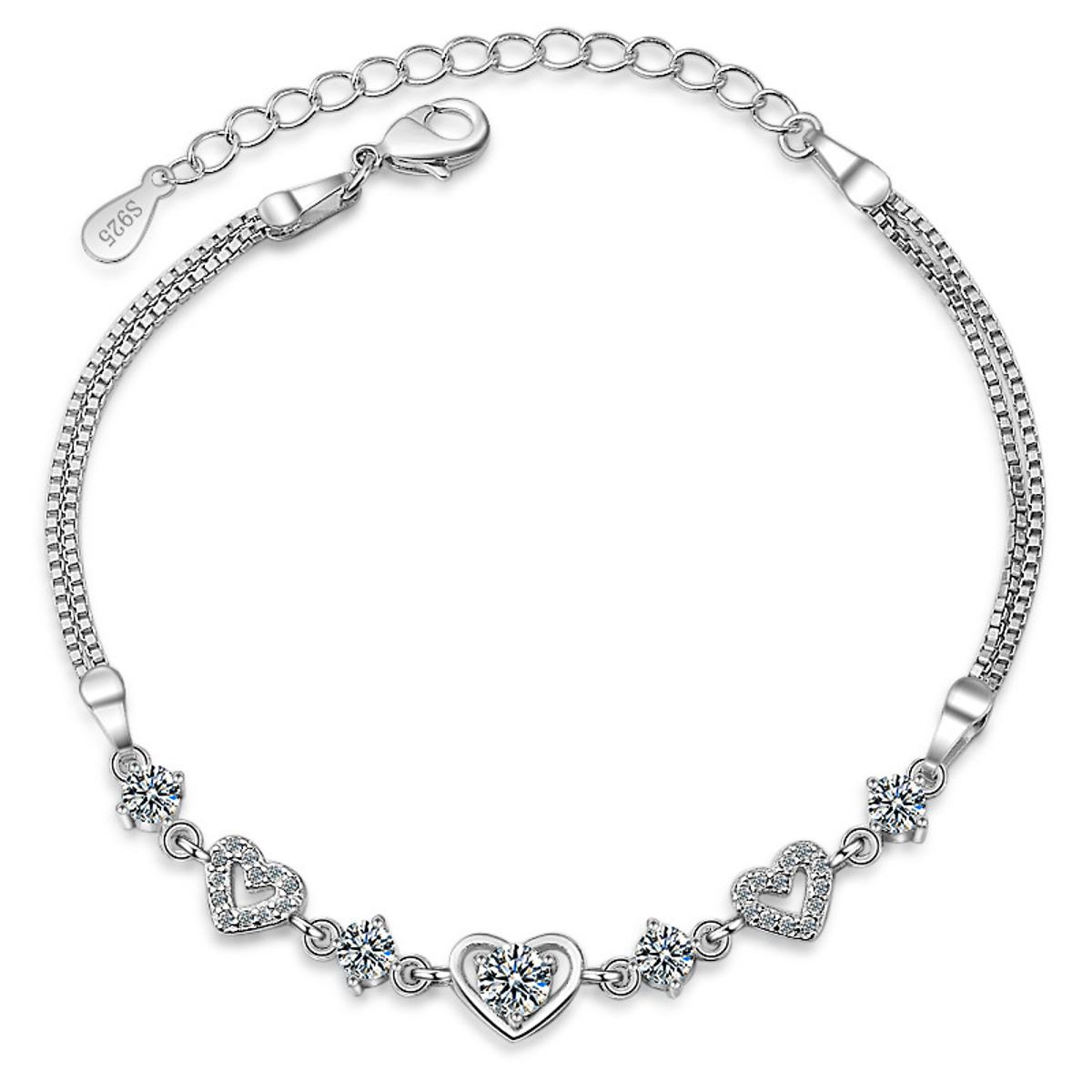 Picture of Trendy Sweet Style Crystal Women 925 Sterling Silver Girl Bride Wedding Party Bracelets