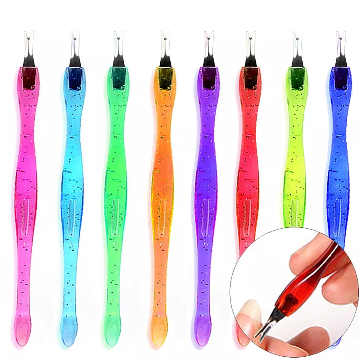 Picture of 2 pc Stainless Steel Shovel Head Trimmer Fork Nail Callus Remover File Dead Skin Push Plastic Oem Cuticle Pusher